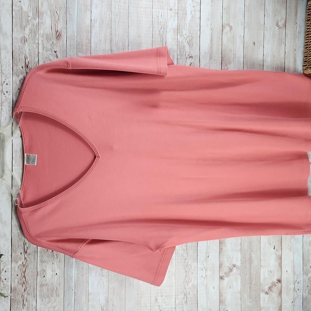 Land's End, Women's Coral Tunic top, v-neck, short Sleeves, Sz 14-16 - Picture 2 of 7